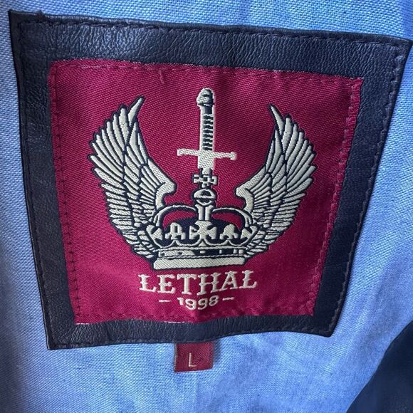 Lethal Leather Travis Quilted Leather Jacket Size L - Picture 5 of 6